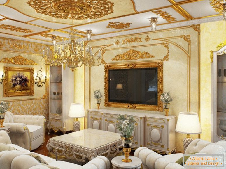 Pokoj pro hosty je vyzdoben v nejlepších barokních tradicích.