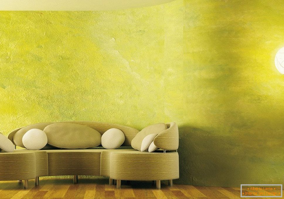 Malované stěny v obývacím pokoji