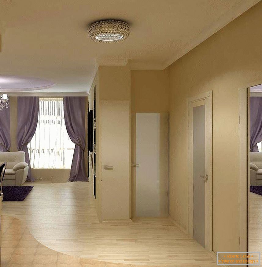 Jasný strop v obývacím pokoji - chodbě