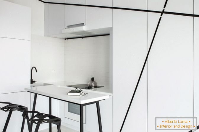 Kuchyňský apartmán studio v černé a bílé