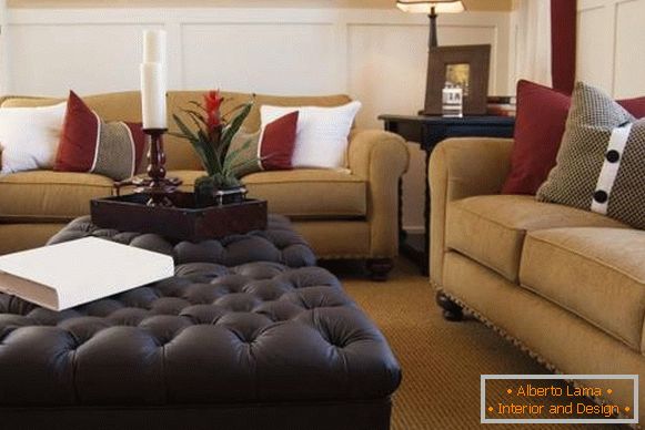 Luxusní obývací pokoj s nábytkem na feng shui
