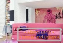 Příklady designu interiéru v růžových tónech