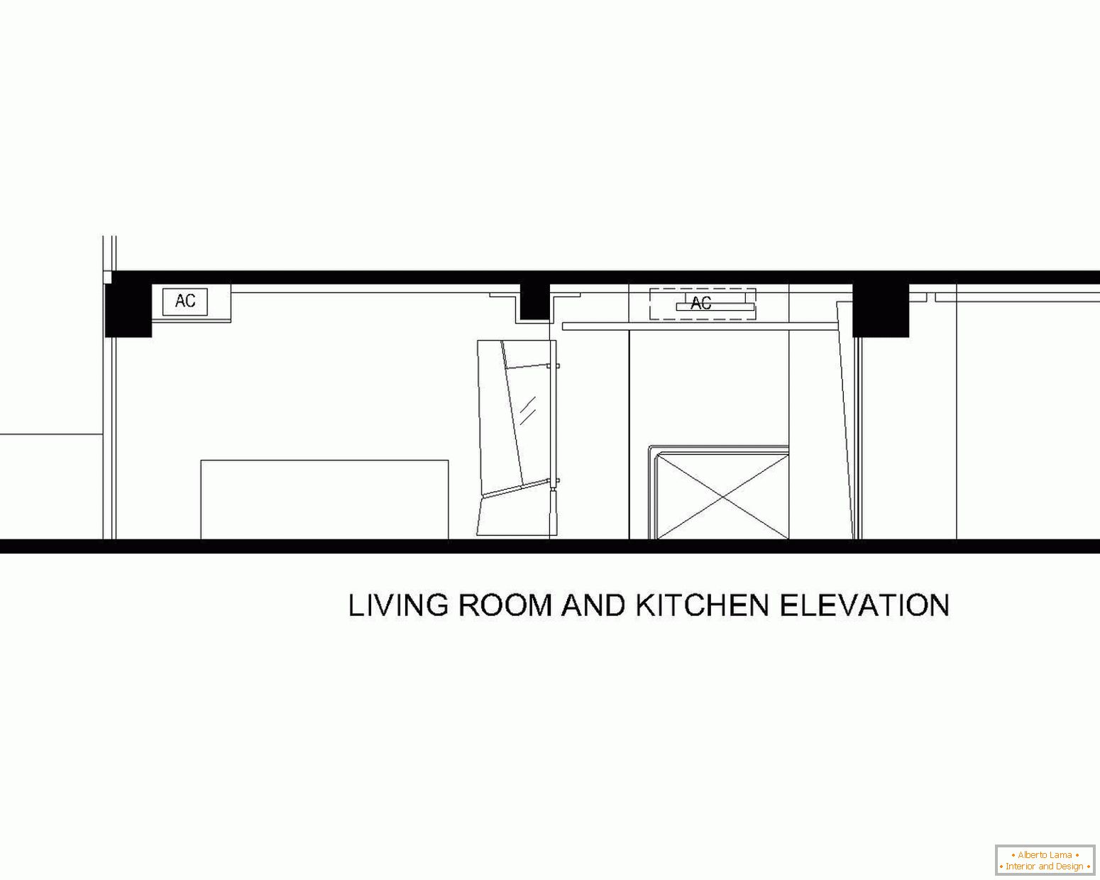 Dispozice obývacího pokoje a kuchyně