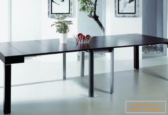 sklopná stolní konzola černá v designu obývacího pokoje