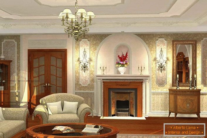 Úspěšný designový obývací pokoj ve francouzském stylu byl vytvořen pro dům římského podnikatele.