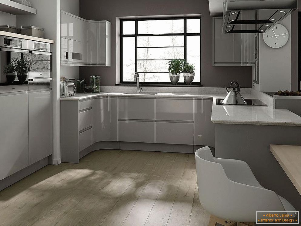 Kuchyně se šedým interiérem