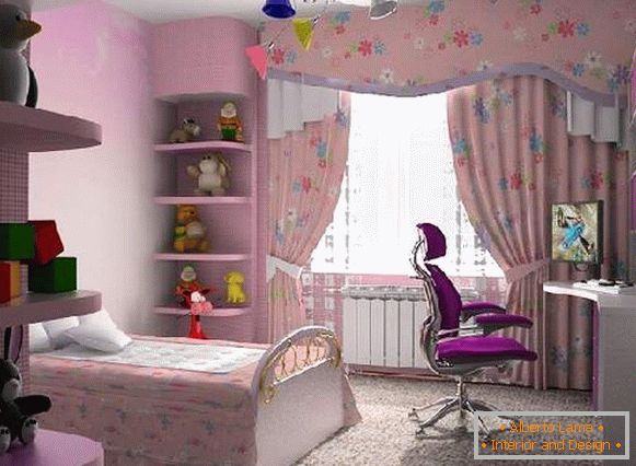 záclony v dětském pokoji pro dívku, foto 24