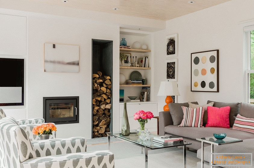 Skandinávský styl v interiéru obývacího pokoje