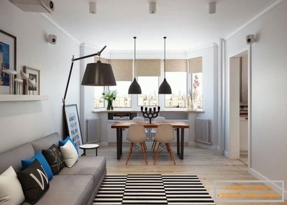 Dvoupokojový byt ve skandinávském stylu - foto obývacího pokoje