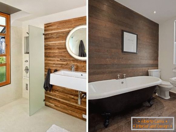 Dřevěné panely pro vnitřní dekorace zdí - fotografie koupelny