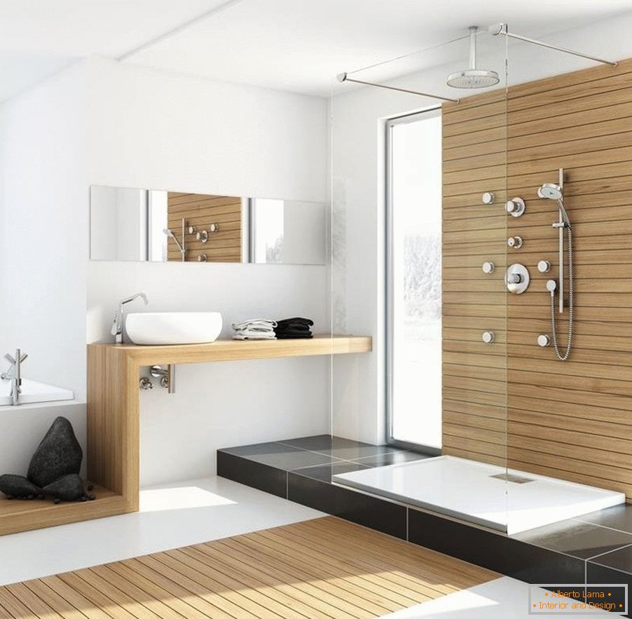 Lehké dřevo v interiéru koupelny
