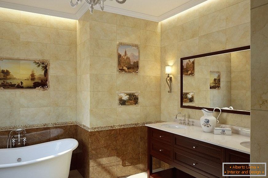 Keramické dlaždice na stěnách v koupelně