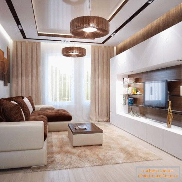 Moderní design haly v bytě в белом и коричневом цвете