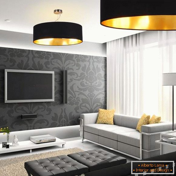 Moderní design haly v bytě в черно-белом цвете