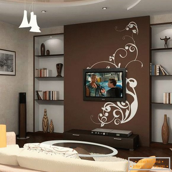 Moderní design haly v bytě в коричневом цвете