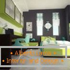 Dětská ložnice v zelené a šedé barvě