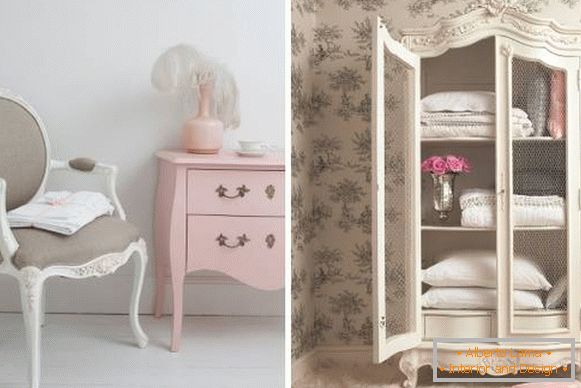 Krásný nábytek pro ložnici ve stylu Provence - příklady na fotografii