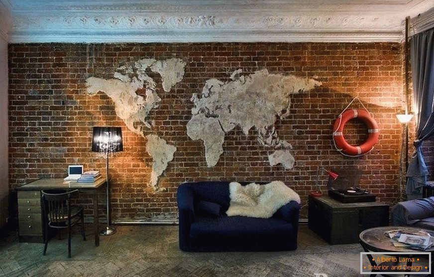 Mapa světa na zdivo