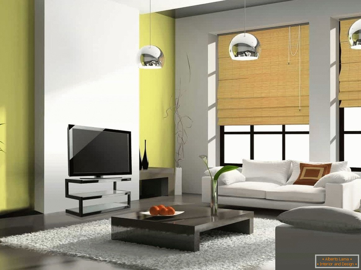 Minimalistická světlá obývací pokoj
