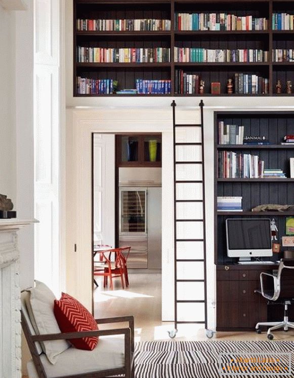 Návrh obývacího pokoje s vestavěnou knihovnou