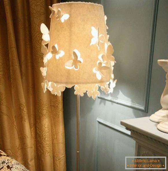 stojací lampa s vlastními rukama z tkaniny, foto 4