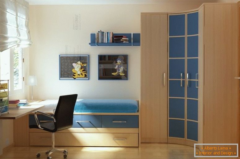 pěkný-akcent-moderní-malý-pokoje-stěny-barvy-představovat-jednolůžko-který-má-skladování-zásuvky-spojené-rohu-zakřivený-dřevěný-šatník