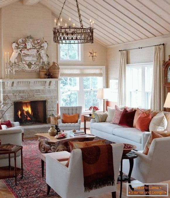 Teplé jesenné motivy v interiéru - fotografie obývacího pokoje