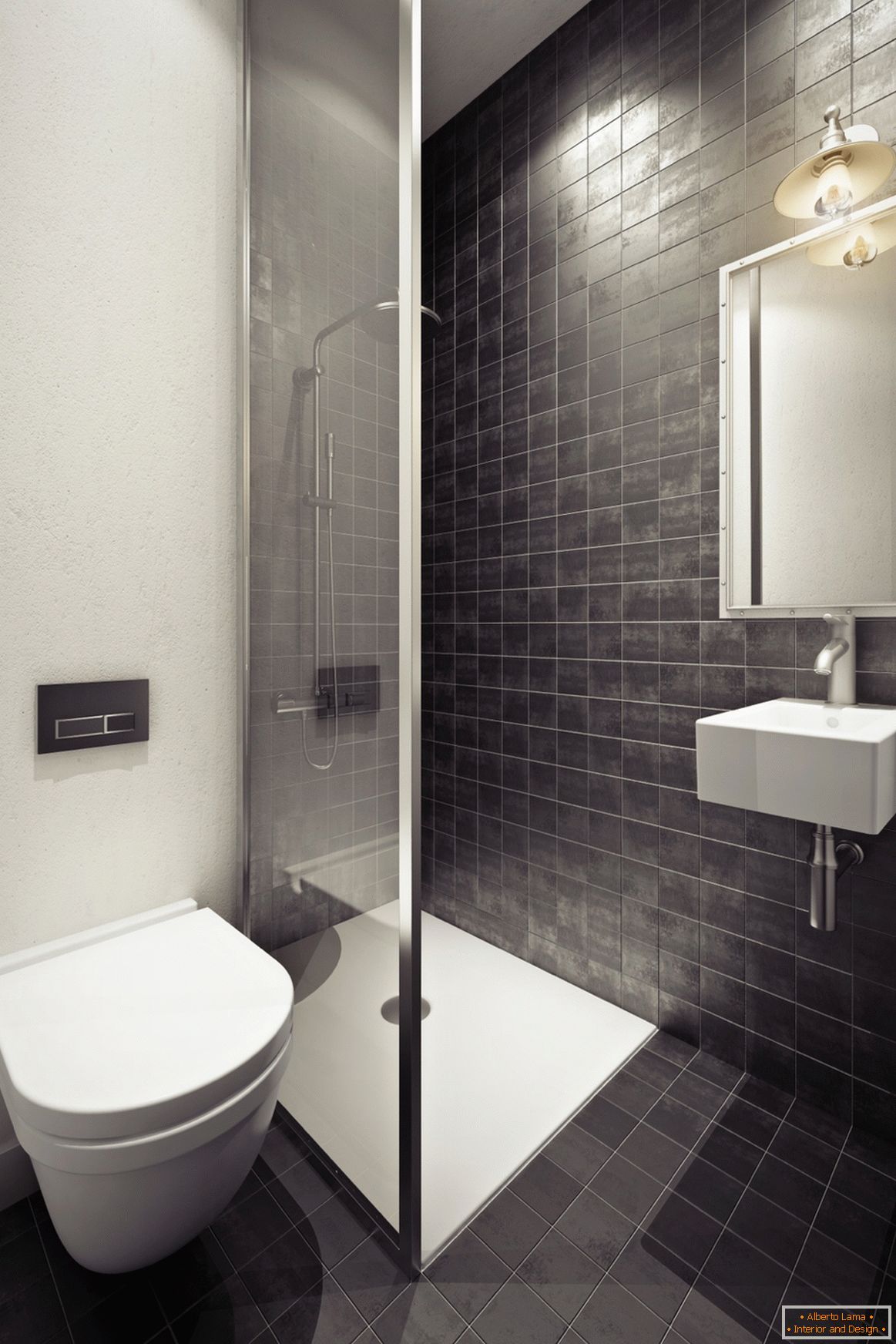 Návrh koupelny v šedých odstínech