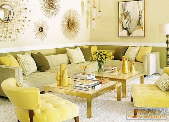 Retro stylu v obývacím pokoji žluté a zelené