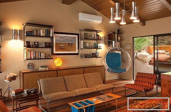 Útulný obývací pokoj v retro stylu