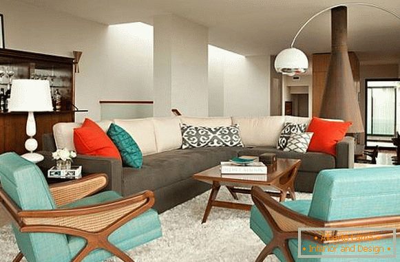 Obývací pokoj v moderním retro stylu