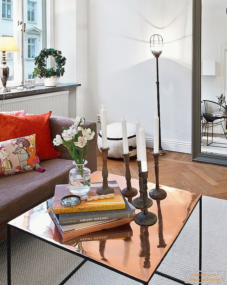 Interiér obývacího pokoje ve stylu skandinávského designu