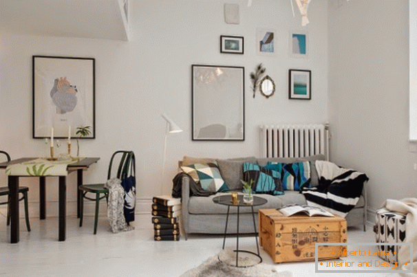 Obývací pokoj a jídelna ve skandinávském stylu