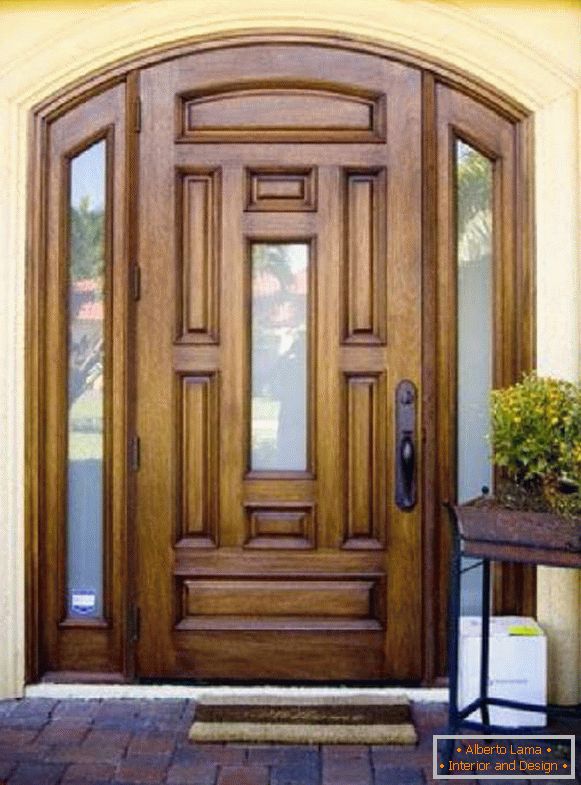 dřevěné vstupní dveře s dvojitými okny, foto 18