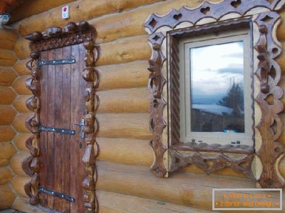 dřevěné vstupní dveře do lázně, foto 29