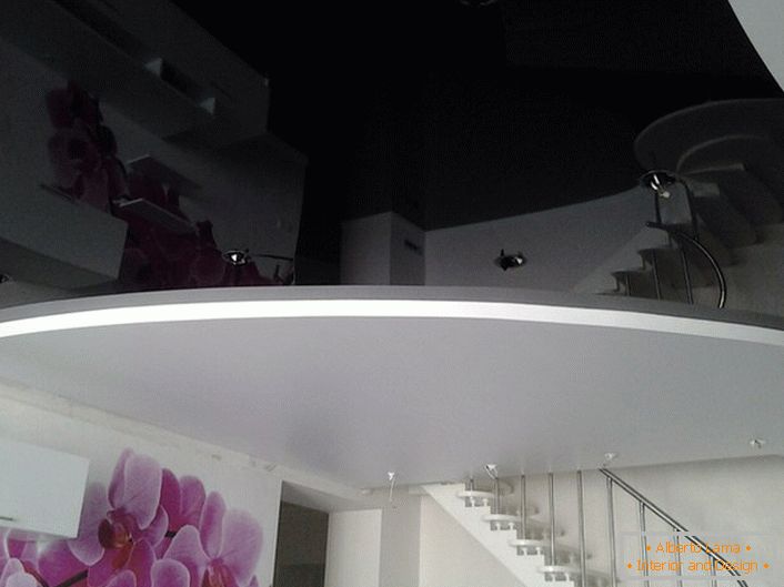 Klasická kombinace černé a bílé barvy pro obývací pokoj v neoklasicistním nebo secesním stylu.
