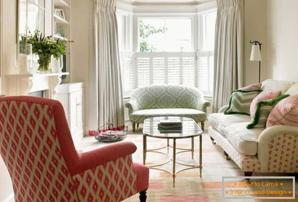 Pastelové barvy v designu obývacího pokoje