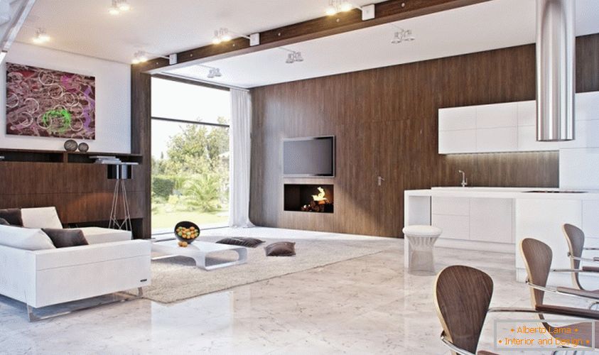 návrh interiéru minimalismu v obývacím pokoji