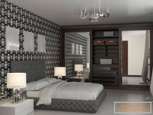 Krásný design ložnice a vestavěná skříň