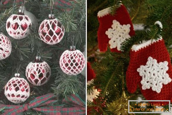Pletené dekorace pro vánoční stromek