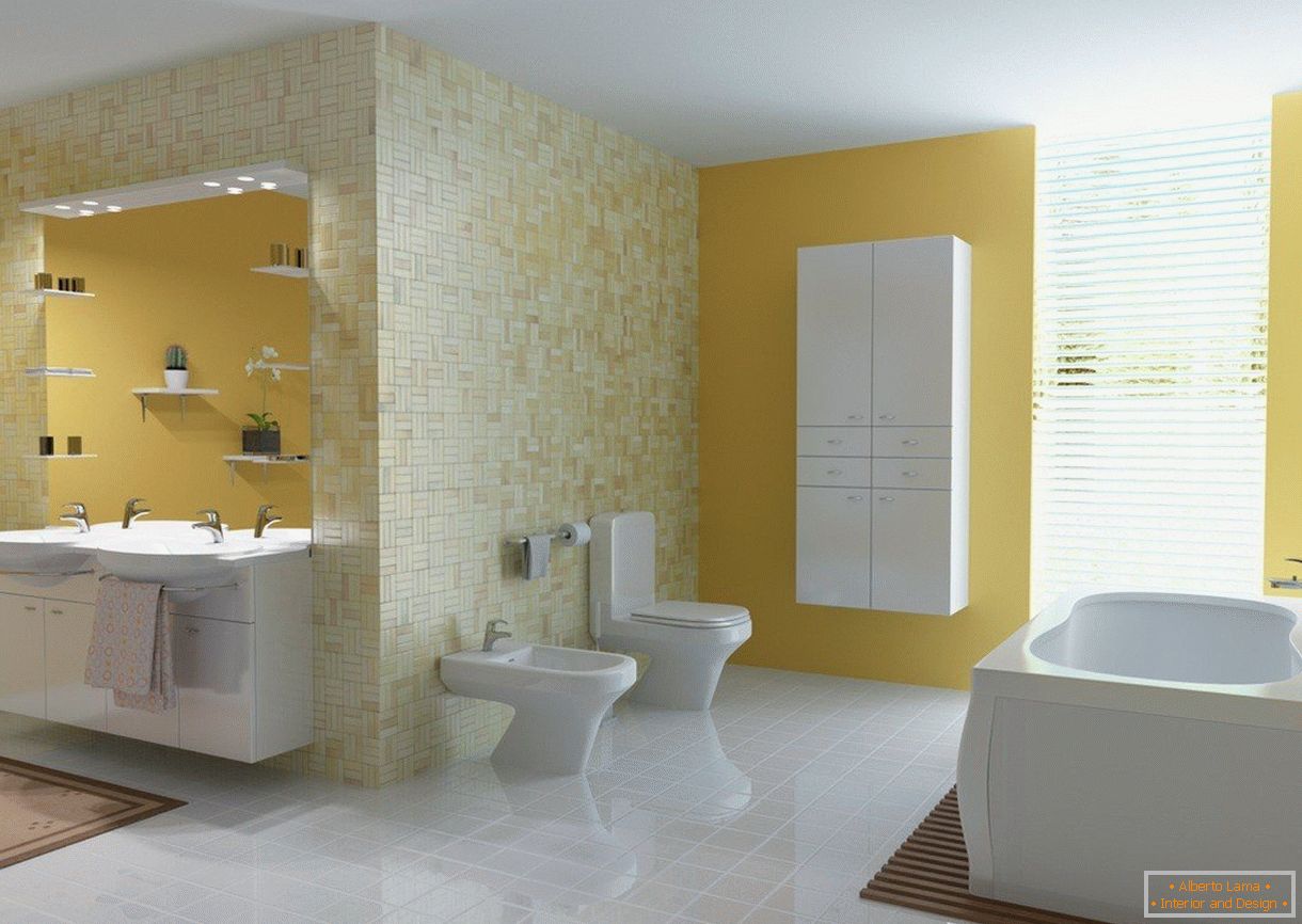 Žlutobílá koupelna