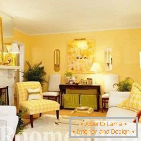 Obývací pokoj ve žlutých barvách