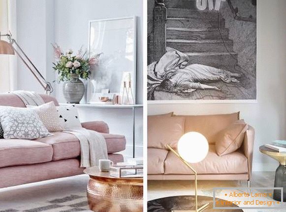 Pastelové barvy v interiéru - fotografie obývacího pokoje