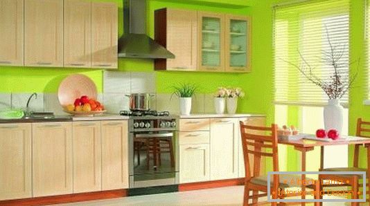Kuchyňský design v jasně zelené barvě