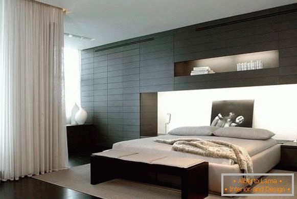 Design v ložnici v moderním stylu s černými prvky
