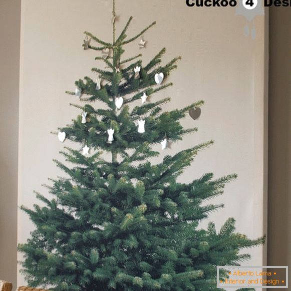 Vánoční strom vytištěný na látce