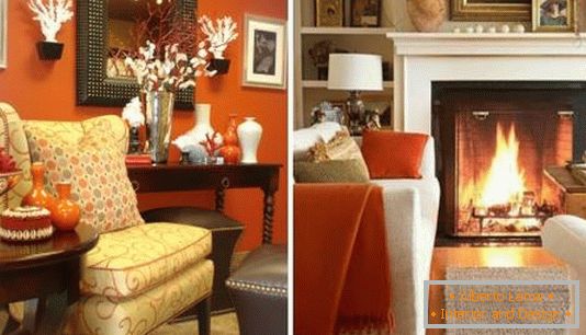 Oranžová a zlatá barva v interiéru