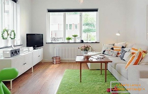 Obývací pokoj v malém bytě