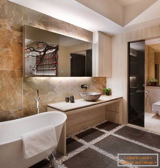 Minimalistický design koupelny v asijském stylu