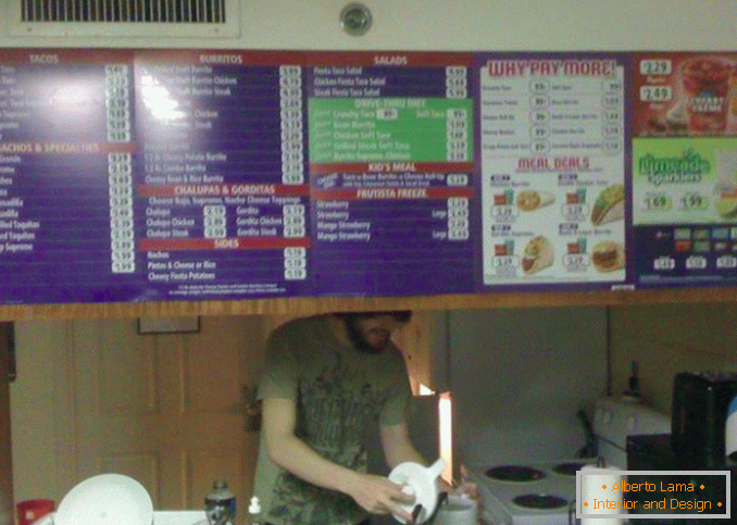 Plakát s menu v koleji